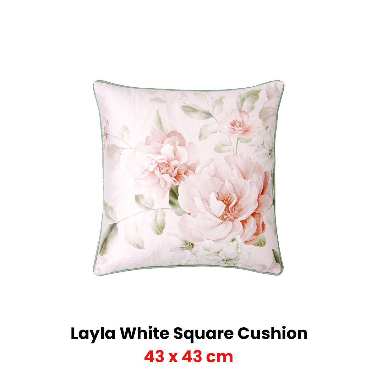 Layla White Velet Square Filled Cushion 43 x 43cm