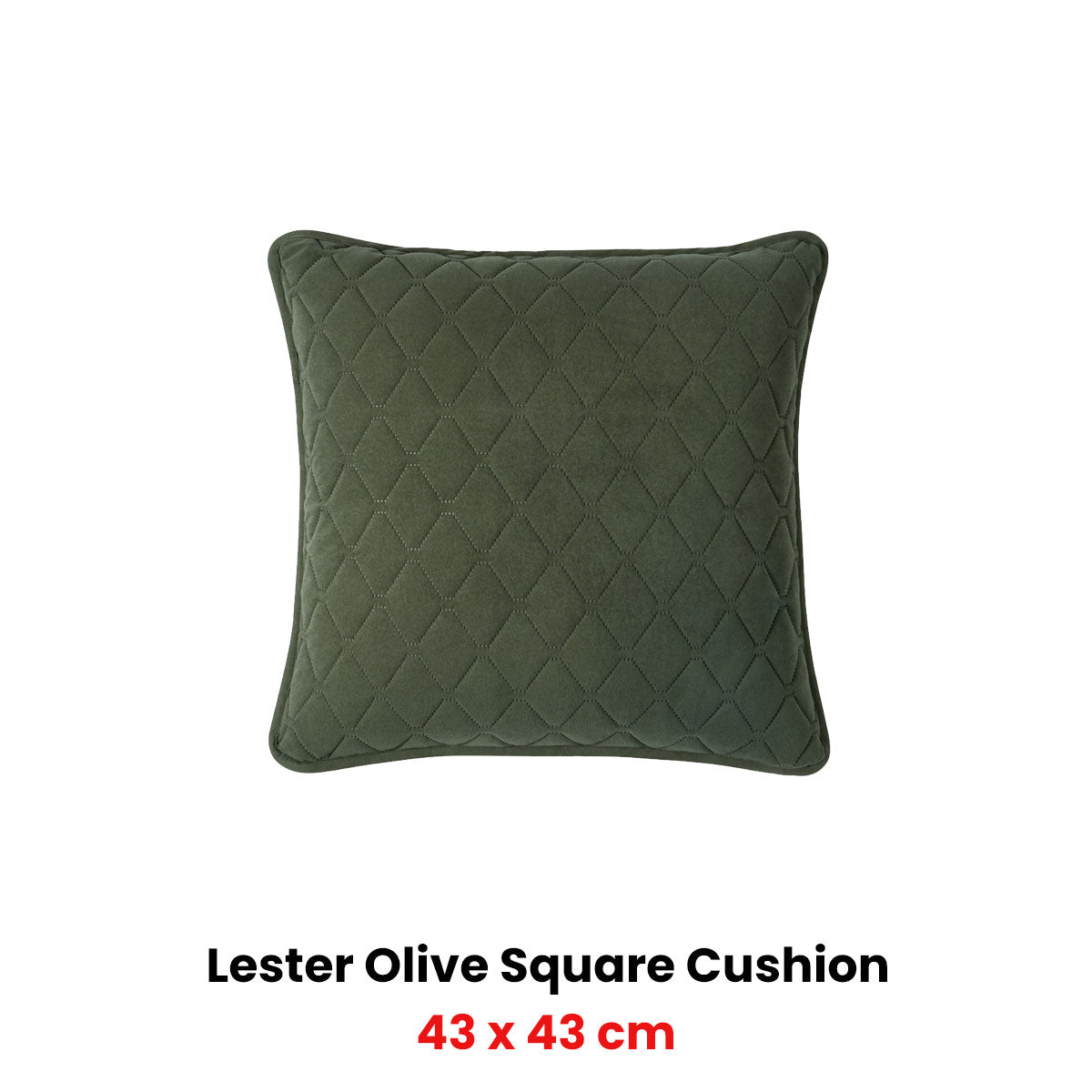 Lester Olive Velvet Square Filled Cushion 43 x 43cm