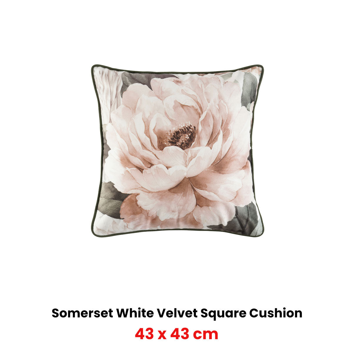 Somerset White Velvet Square Filled Cushion 43 x 43cm