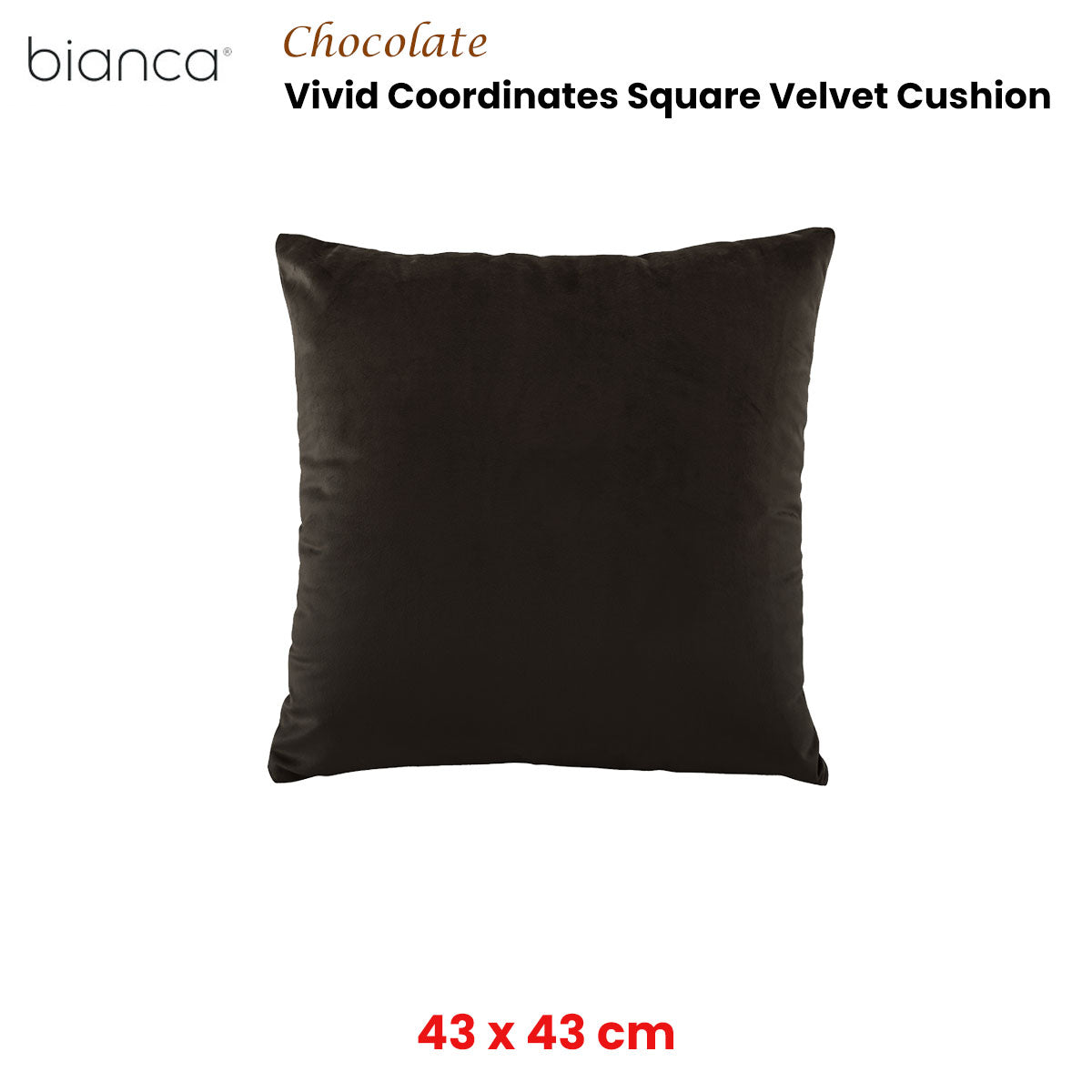 Vivid Coordinates Square Velvet Cushion Chocolate 43 x 43cm