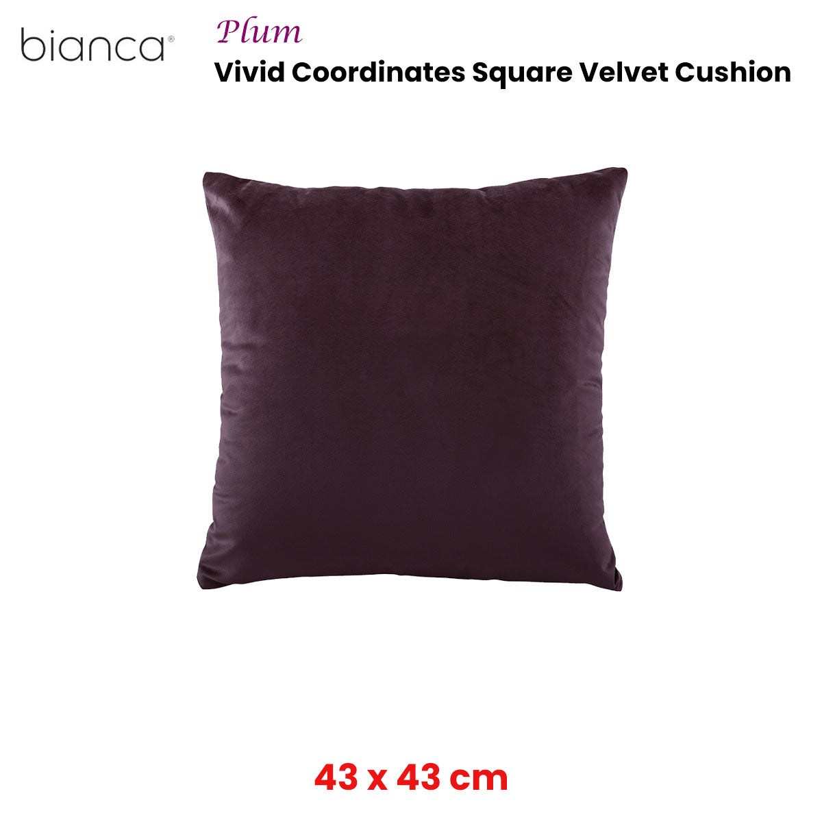 Vivid Coordinates Square Velvet Cushion Plum 43 x 43cm