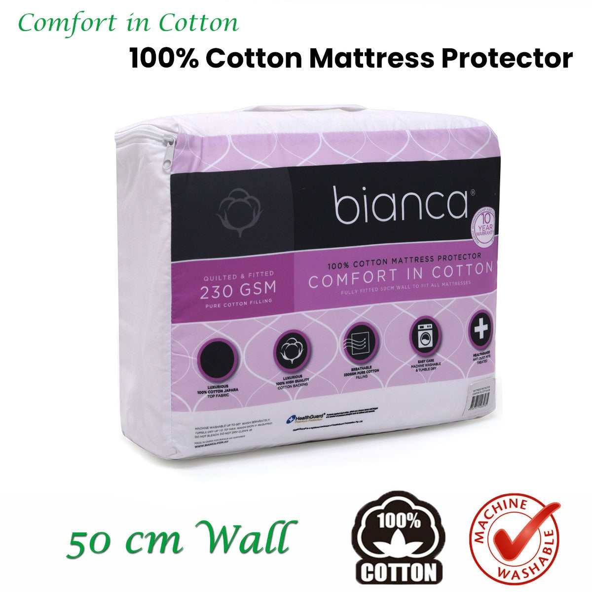 Comfort in Cotton Mattress Protector Super King