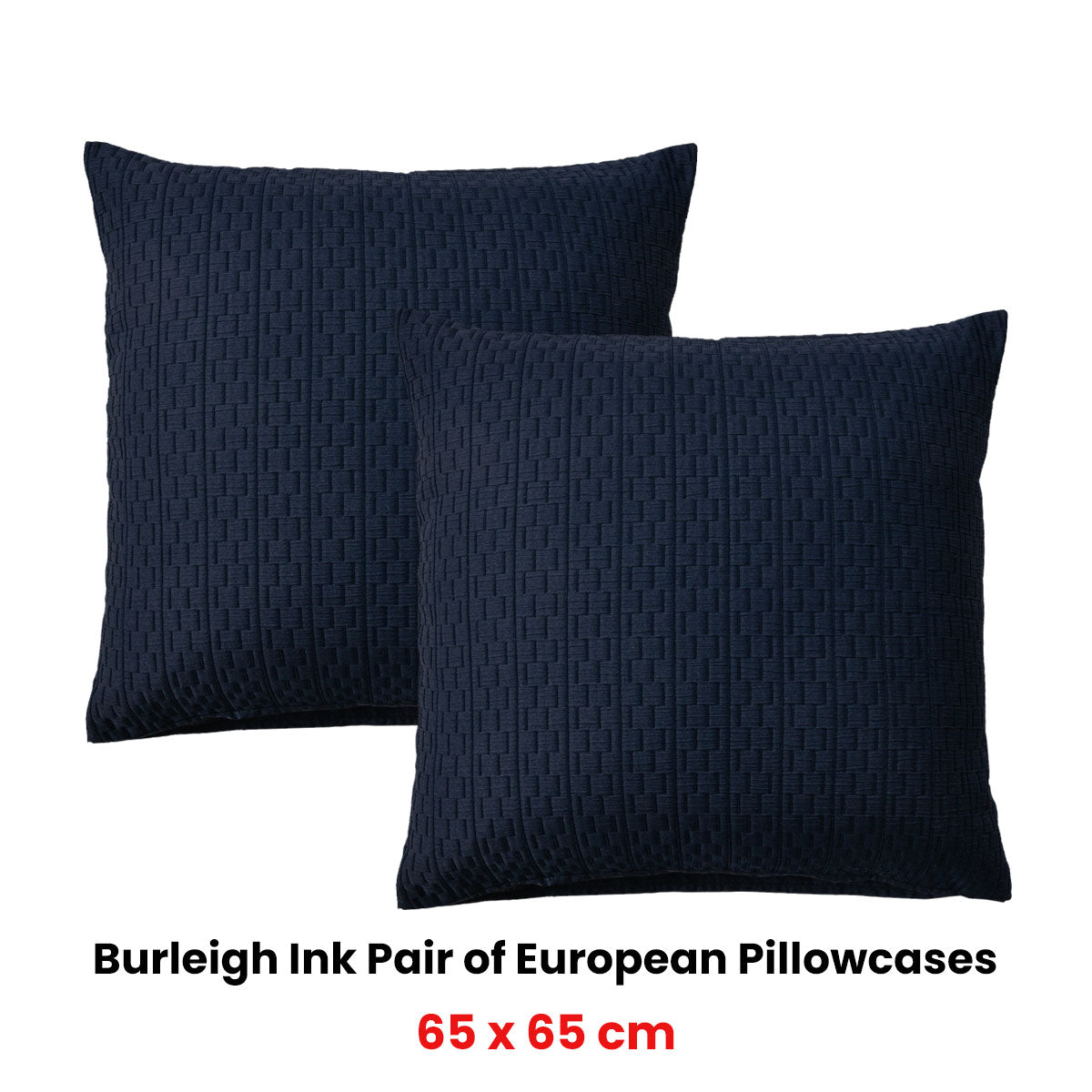 Pair of Burleigh Ink European Pillowcases 65 x 65cm