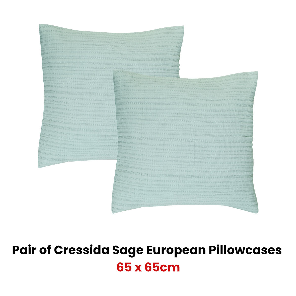 Pair of Cressida Sage European Pillowcases 65 x 65cm