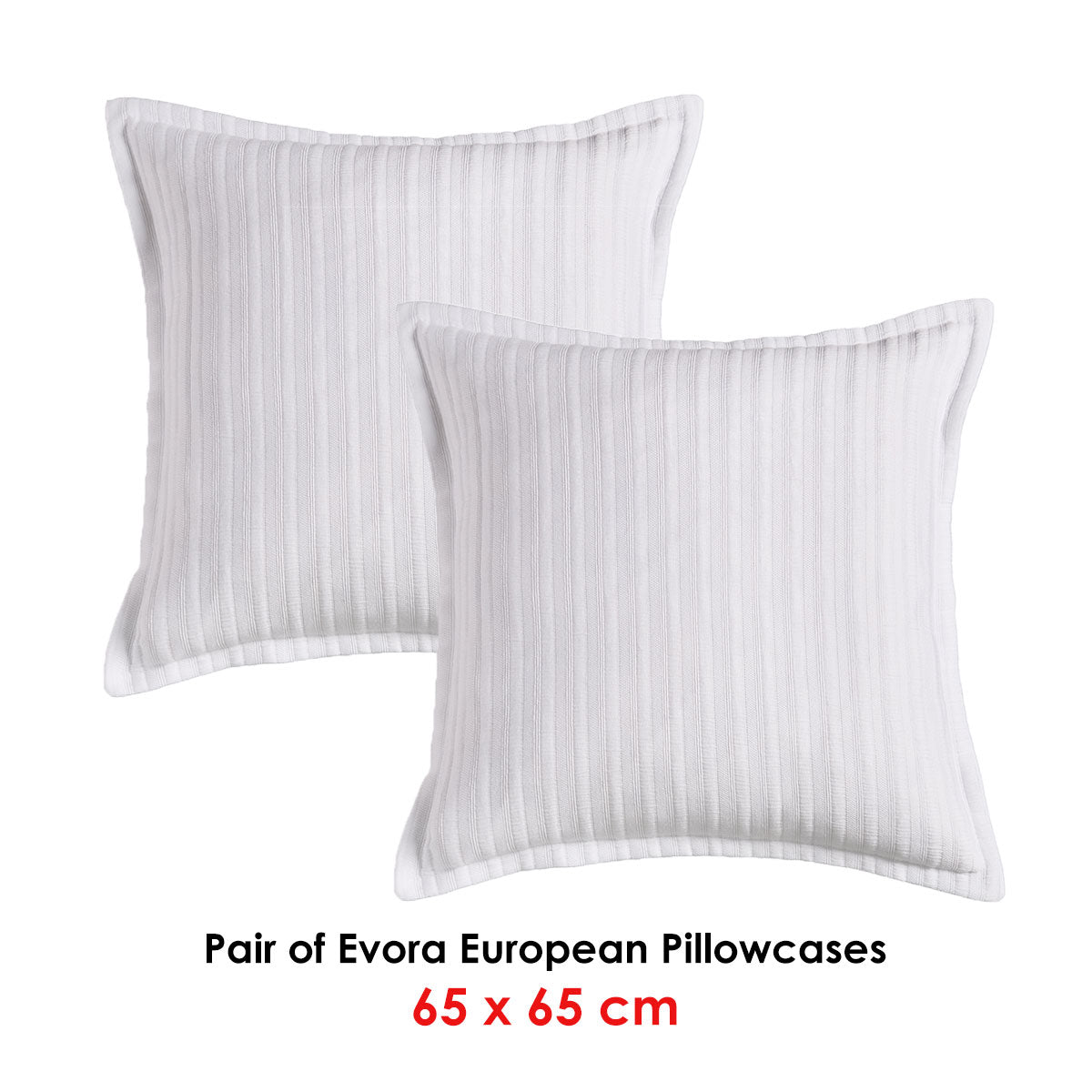 Pair of Evora White European Pillowcases