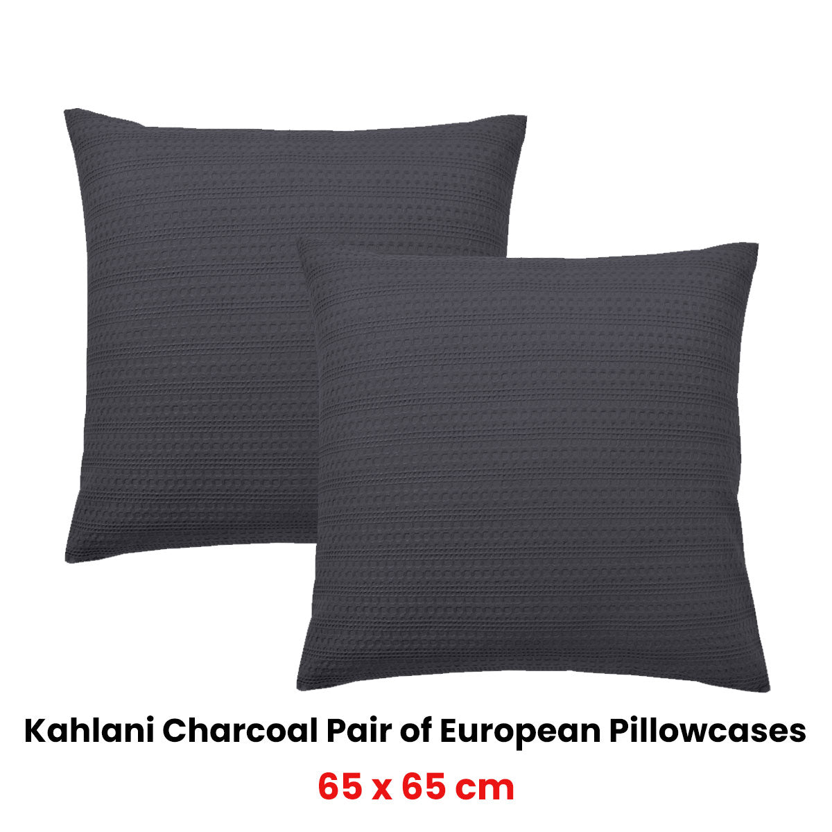 Pair of Kahlani Charcoal European Pillowcases 65 x 65cm