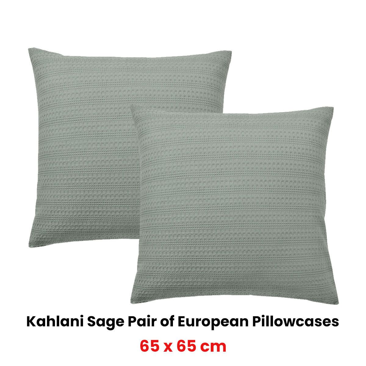 Pair of Kahlani Sage European Pillowcases 65 x 65cm