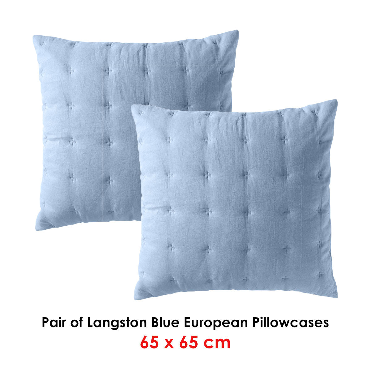 Pair of Langston Blue European Pillowcases