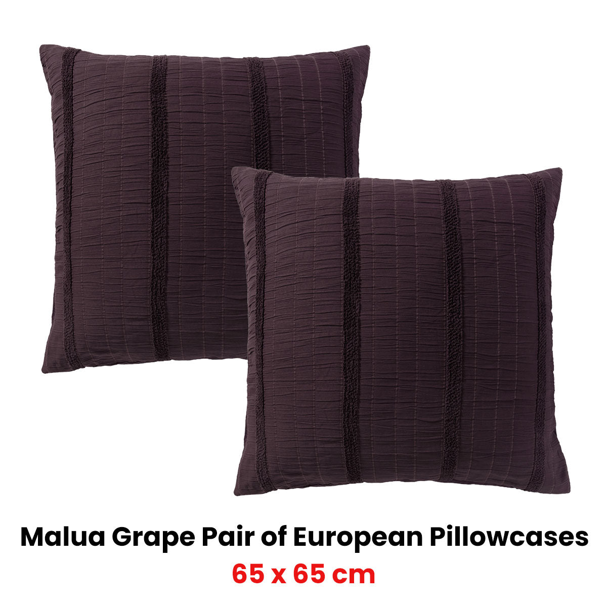 Pair of Malua Grape European Pillowcases 65 x 65cm