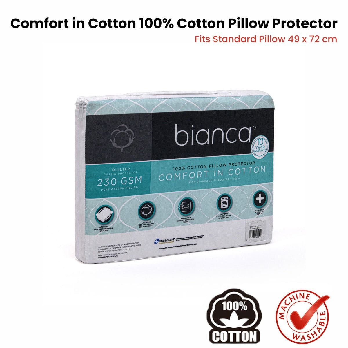 Comfort in Cotton Pillow Protector Twin Pack Standard