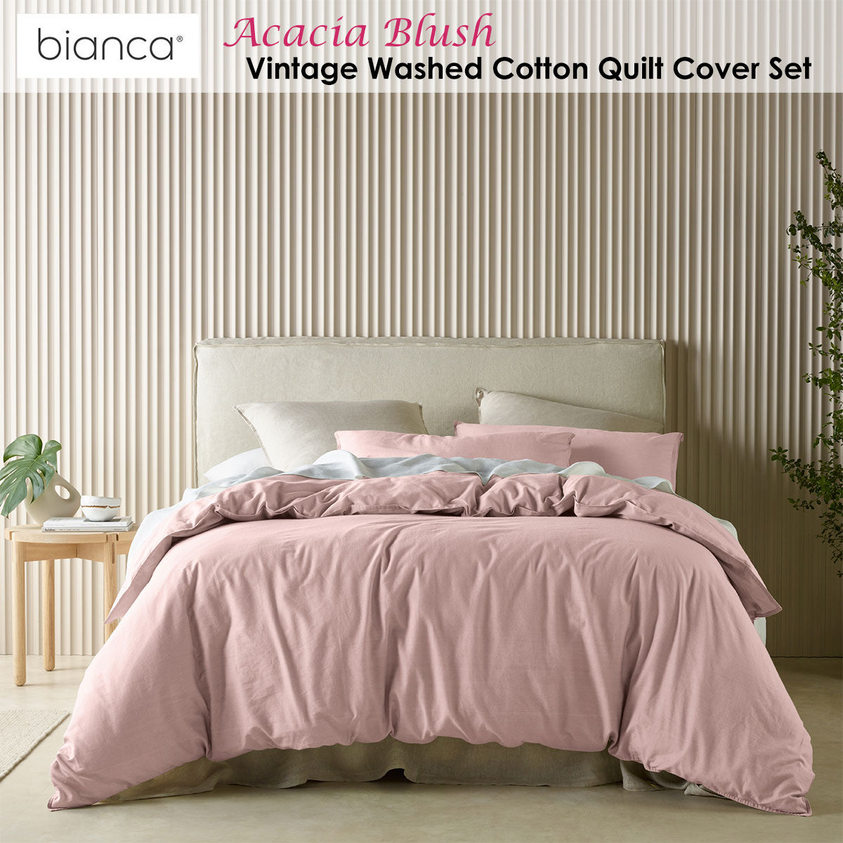 Acacia Blush Vintage Washed Cotton Quilt Cover Set King
