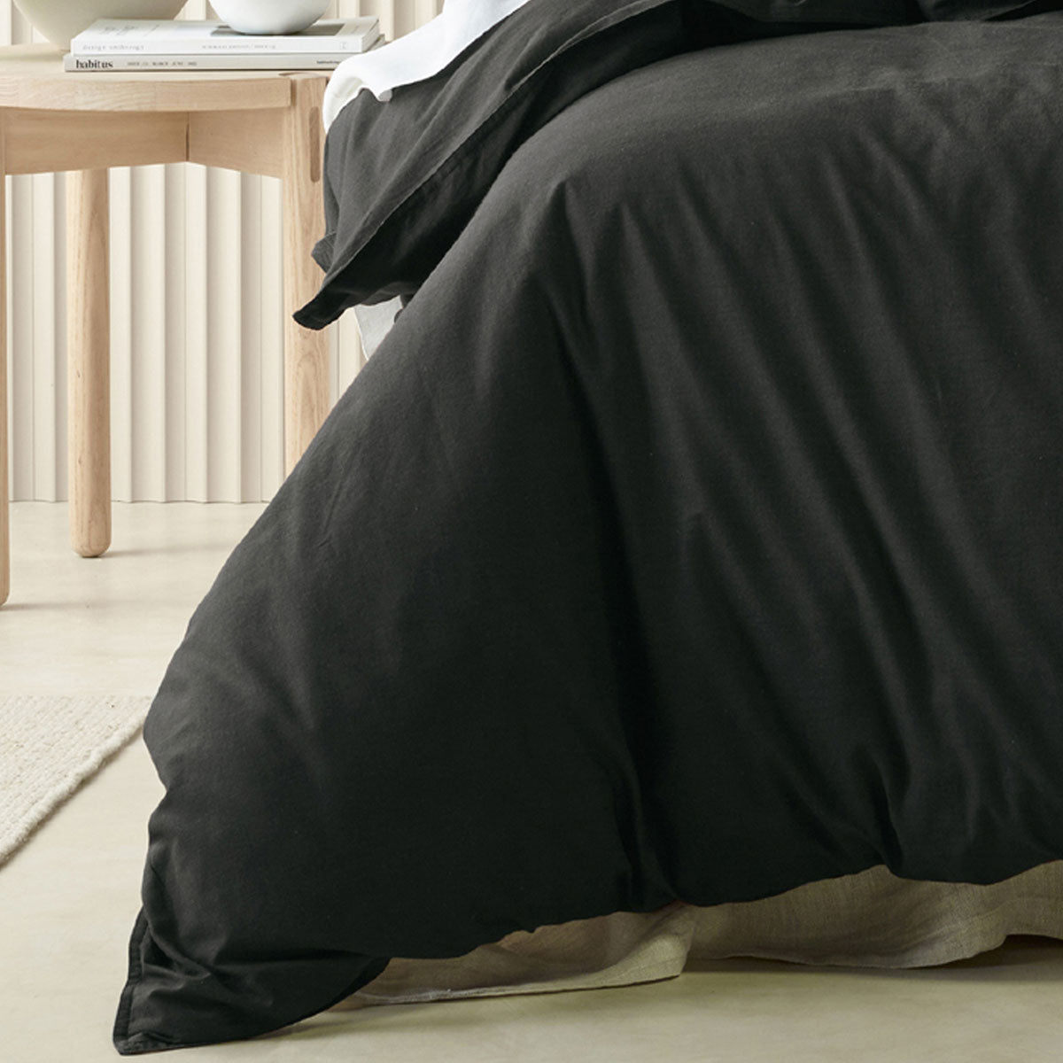 Acacia Charcoal Vintage Washed Cotton Quilt Cover Set King