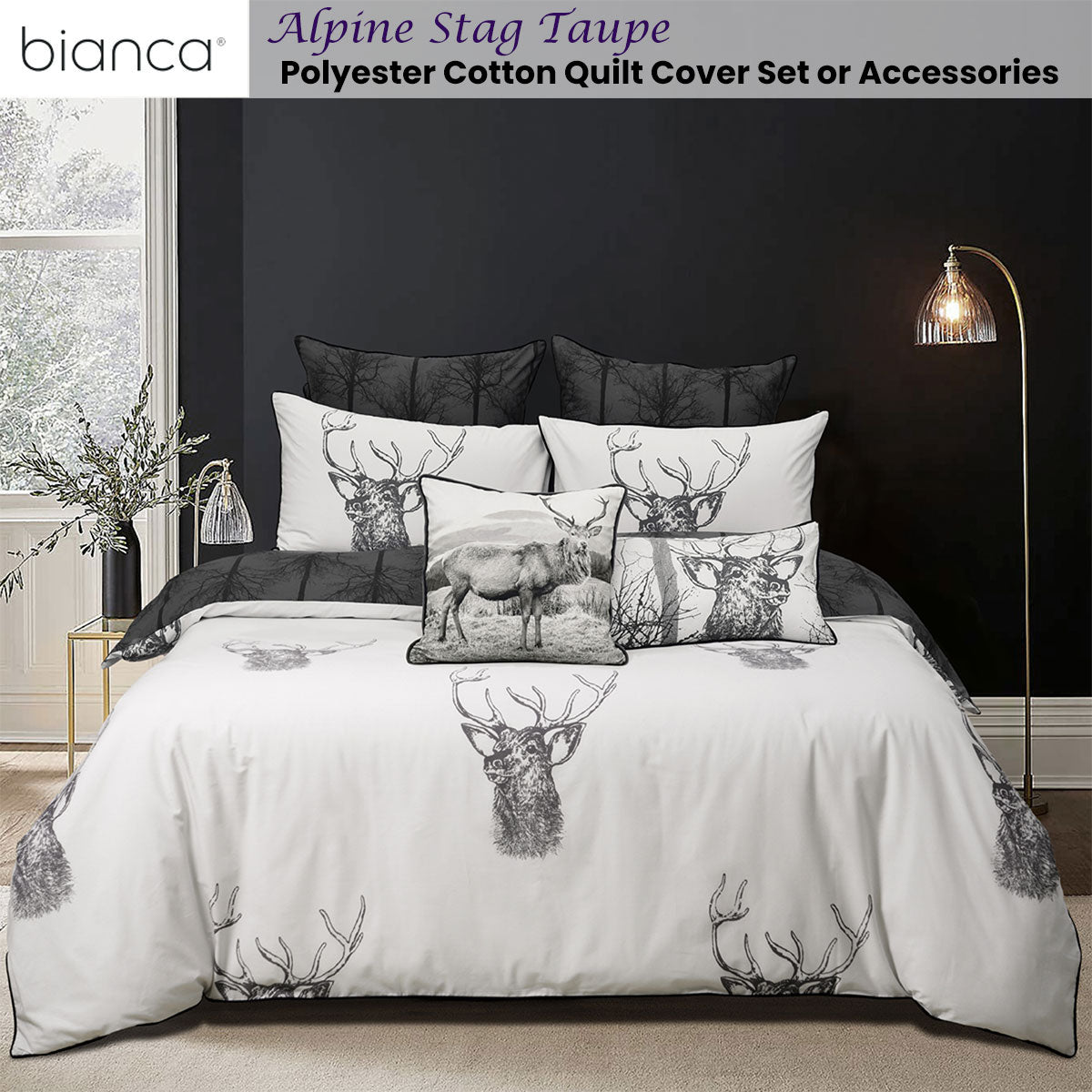 Alpine Stag Taupe Polyester Cotton Quilt Cover Set King