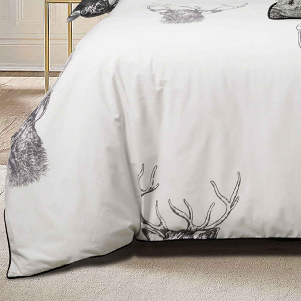 Alpine Stag Taupe Polyester Cotton Quilt Cover Set Queen