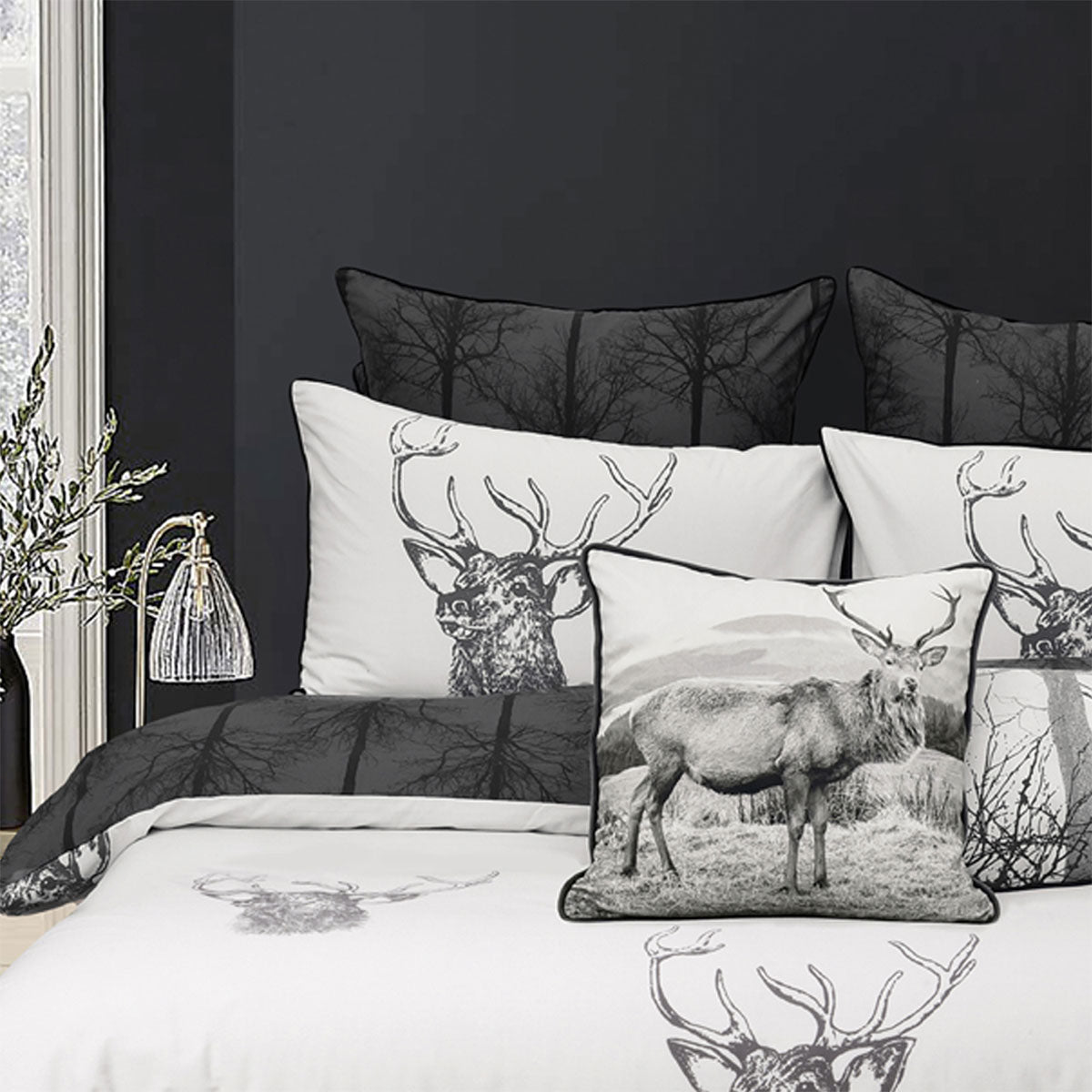 Alpine Stag Taupe Polyester Cotton Quilt Cover Set Queen