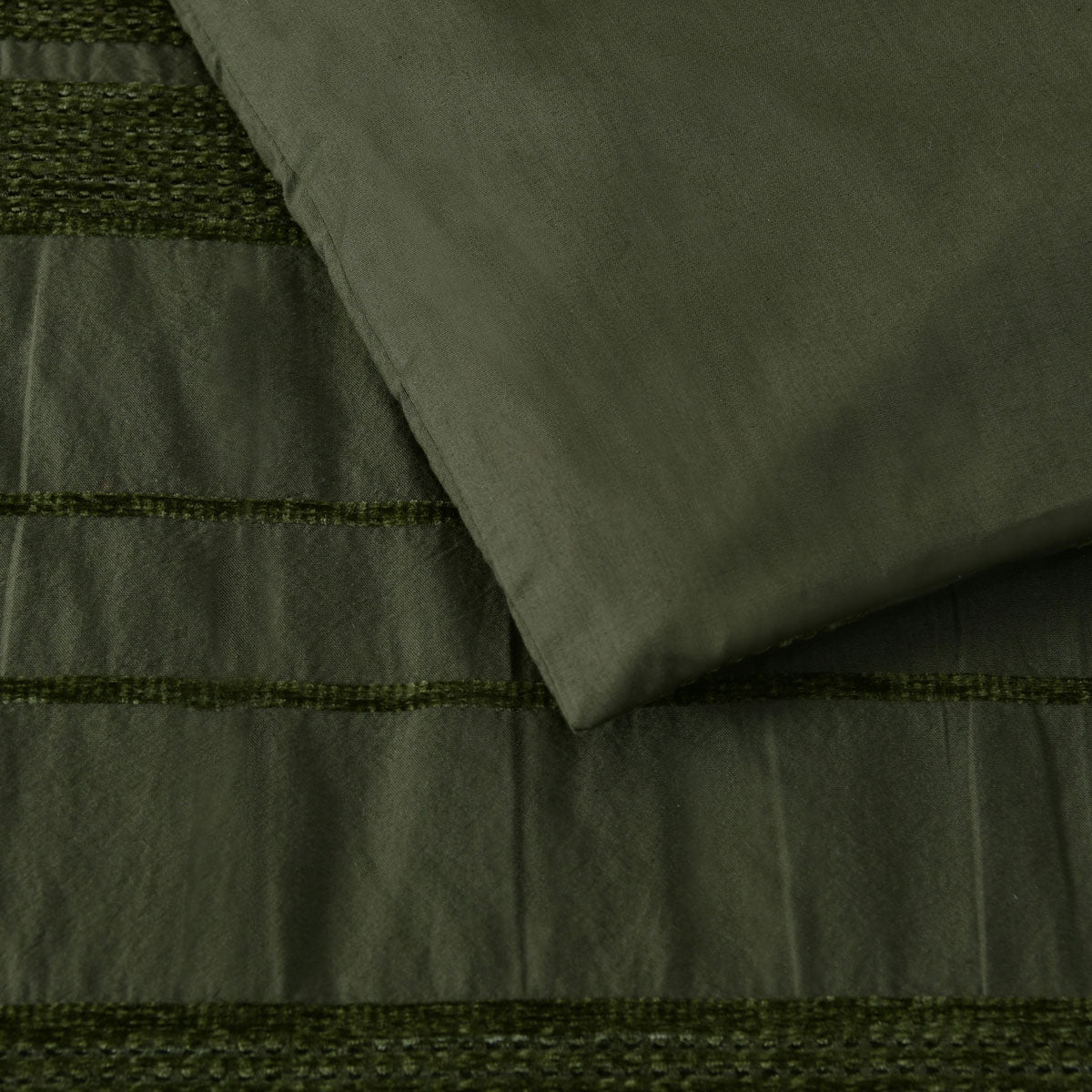 Avery Forest Chenille Striped Quilt Cover Set Queen