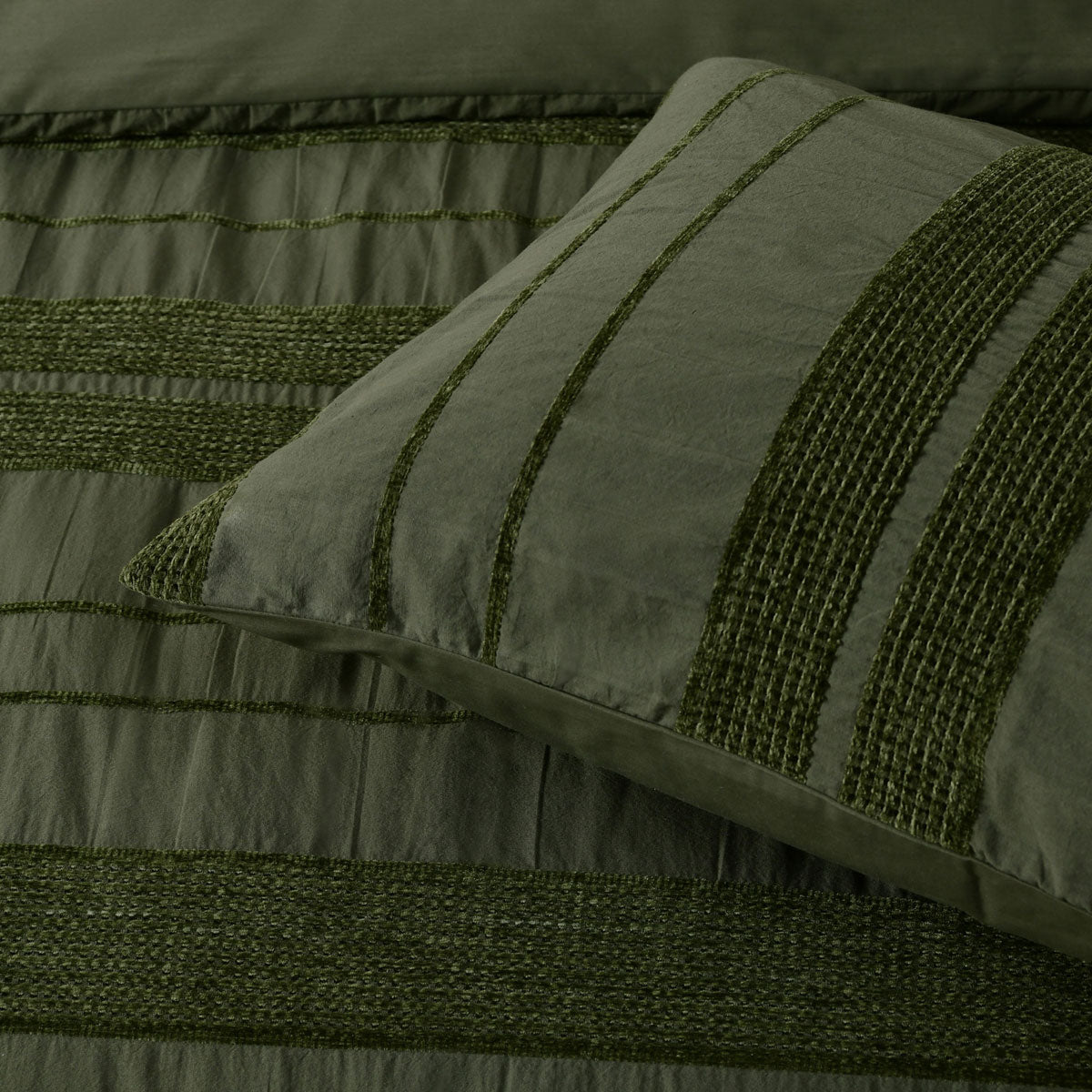 Avery Forest Chenille Striped Quilt Cover Set Super King