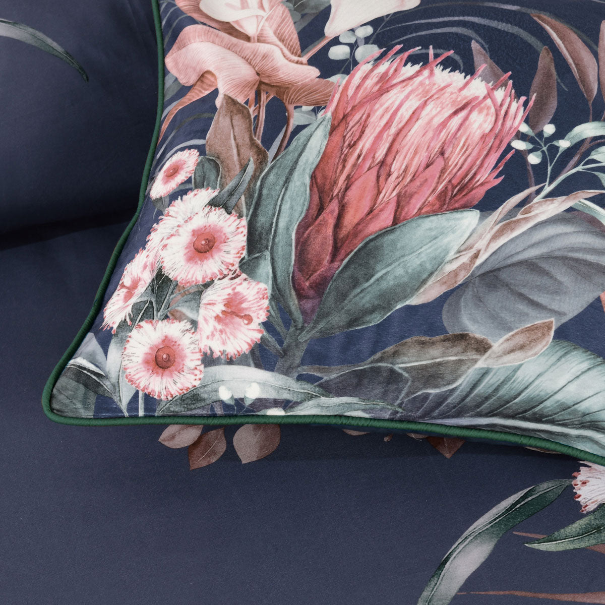 Balwyn Navy Cotton Sateen Botanical Quilt Cover Set Super King