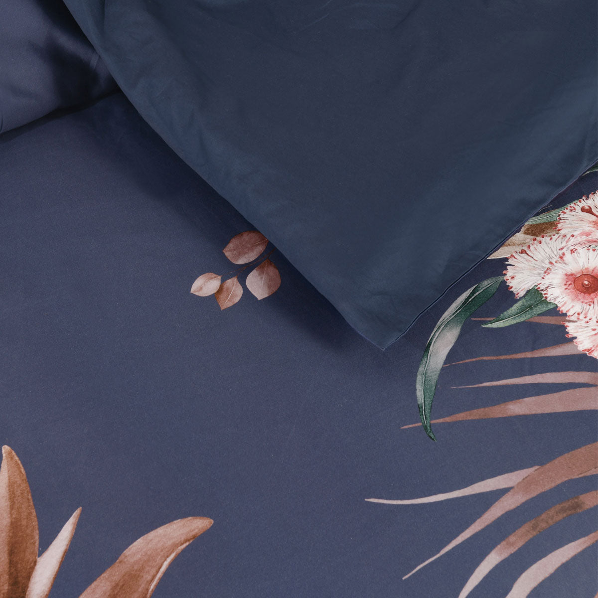 Balwyn Navy Cotton Sateen Botanical Quilt Cover Set Super King