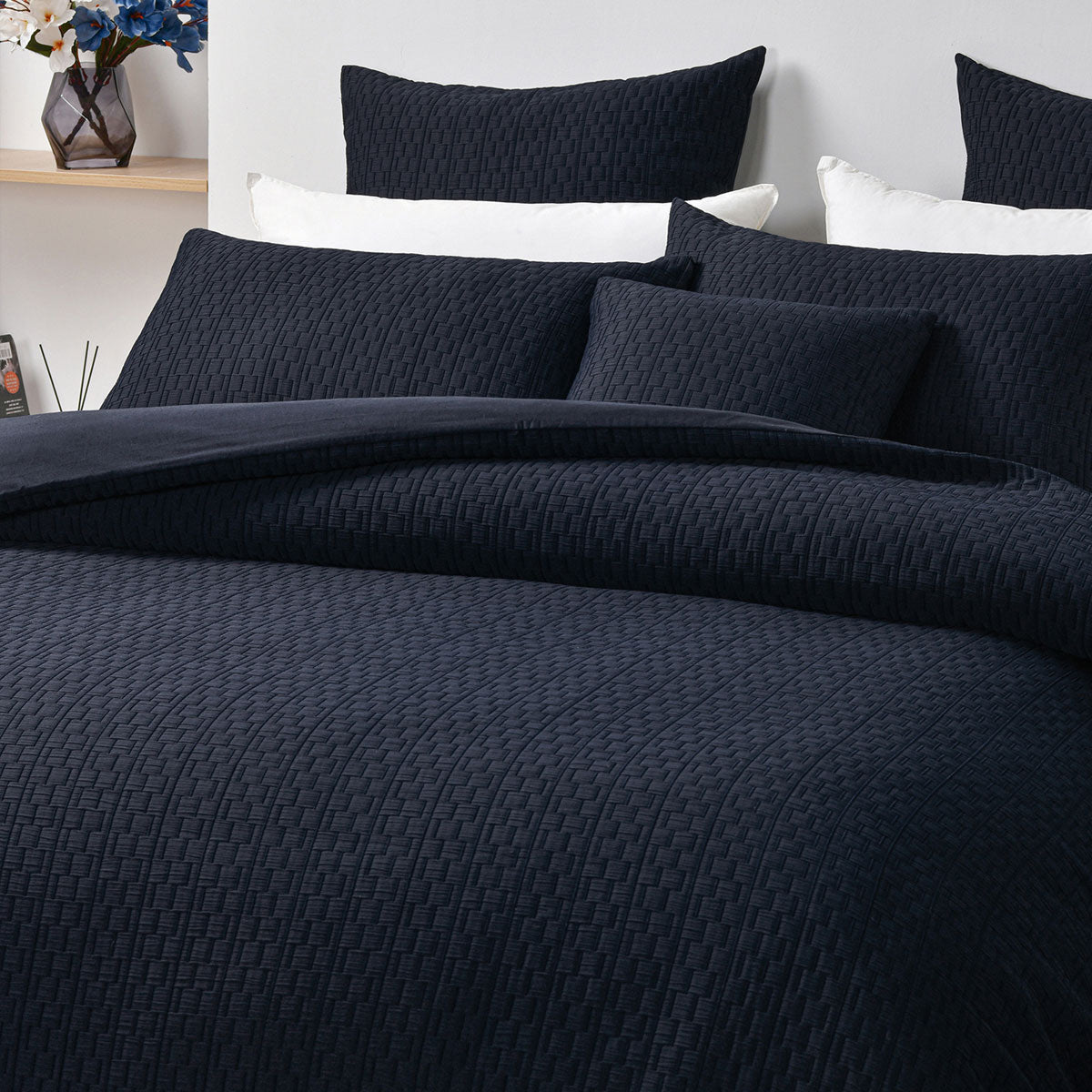 Burleigh Ink Jacquard Quilt Cover Set Queen