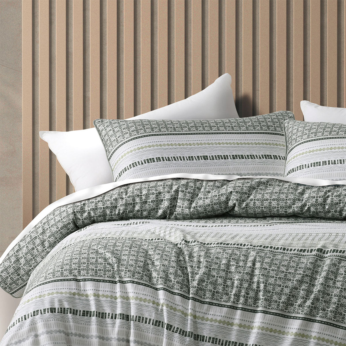 Drake Green Cotton Sateen Quilt Cover Set Super King