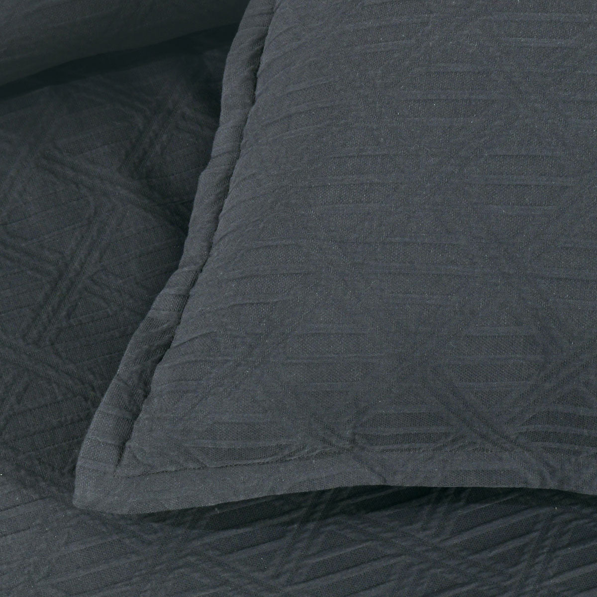 Hallston Charcoal Pre-Washed Cotton Quilt Cover Set Queen