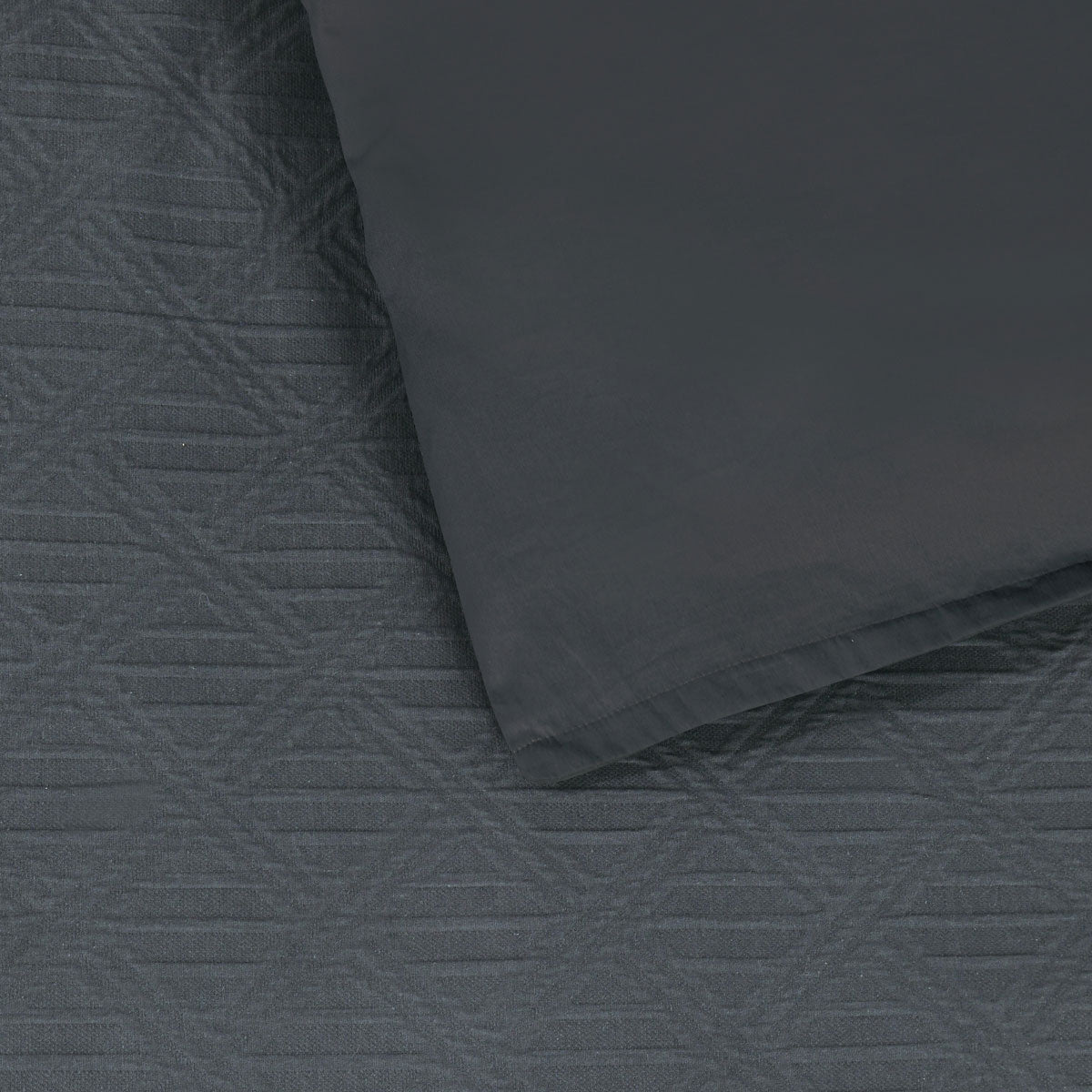 Hallston Charcoal Pre-Washed Cotton Quilt Cover Set Super King