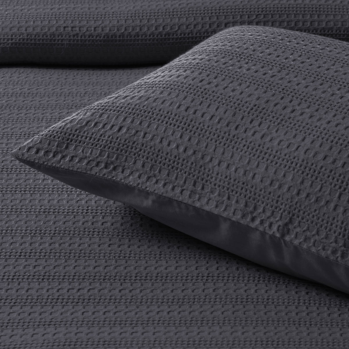 Kahlani Charcoal Waffle Quilt Cover Set King