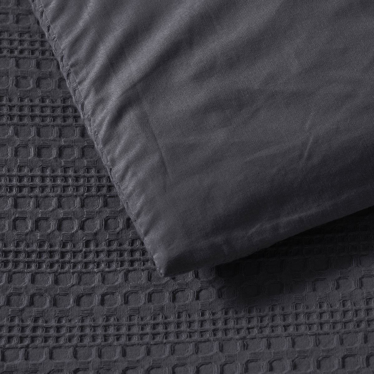 Kahlani Charcoal Waffle Quilt Cover Set Single