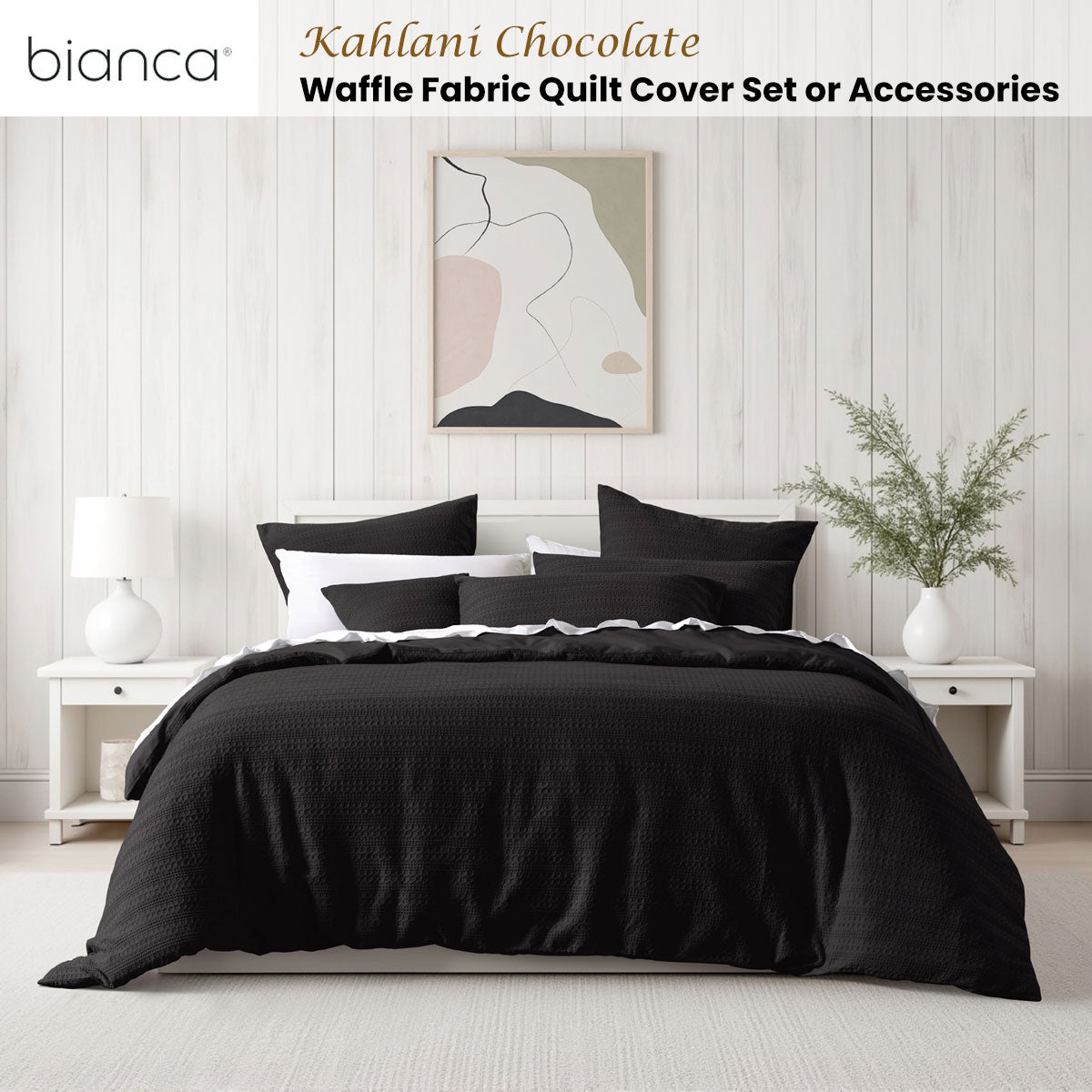 Kahlani Chocolate Waffle Quilt Cover Set Queen