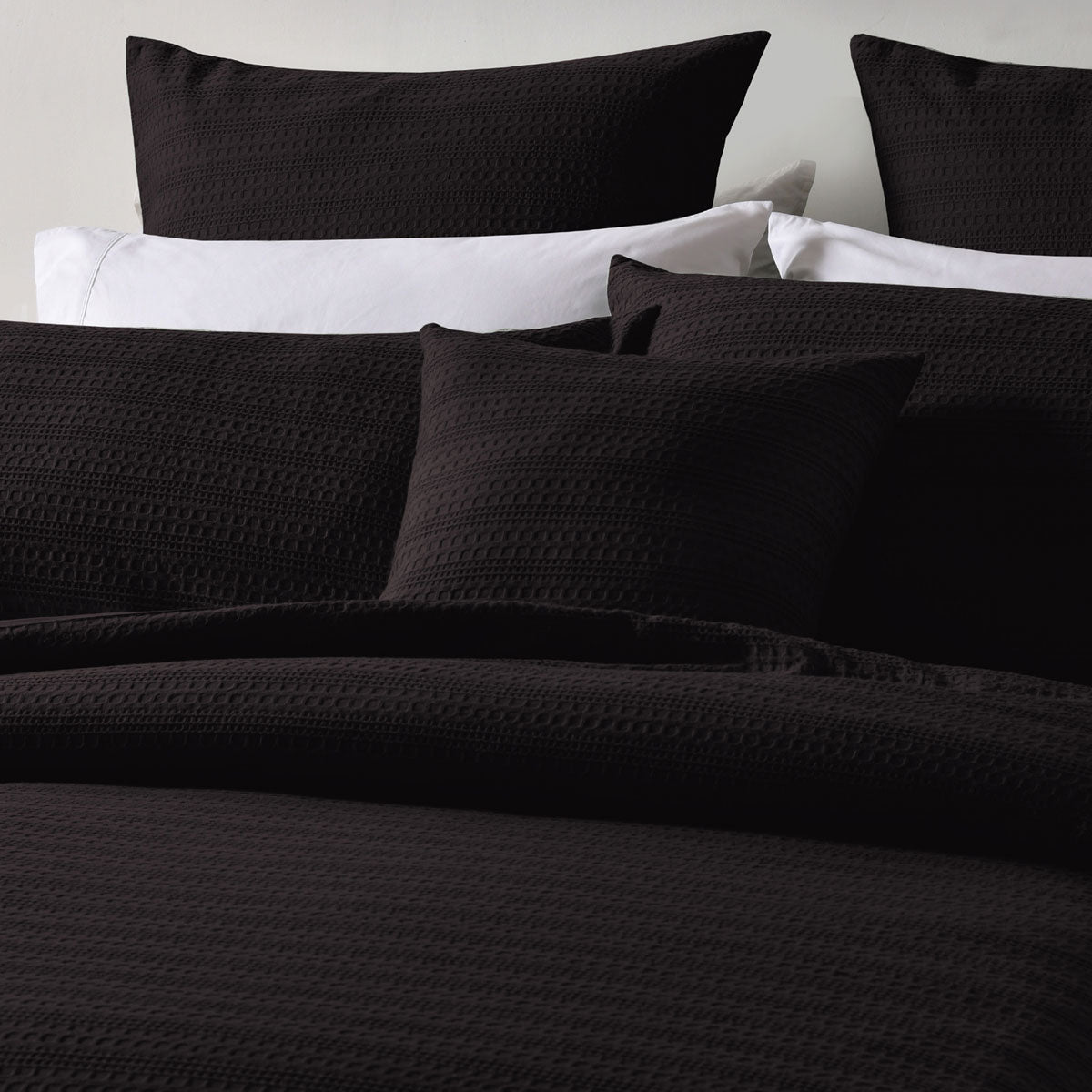 Kahlani Chocolate Waffle Quilt Cover Set Queen
