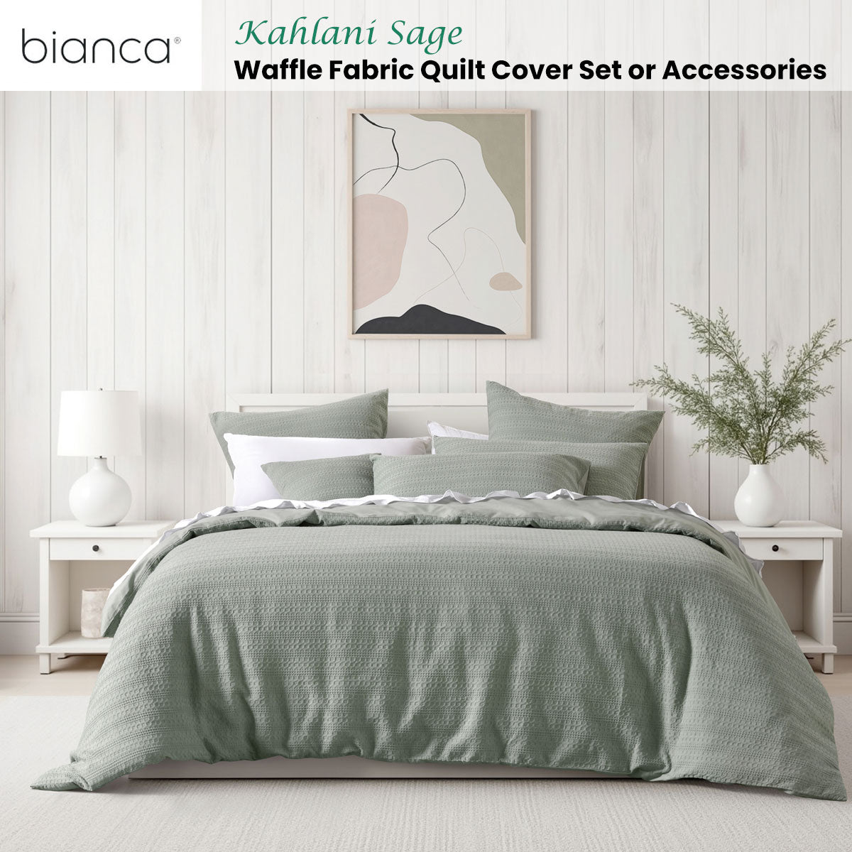 Kahlani Sage Waffle Quilt Cover Set Single