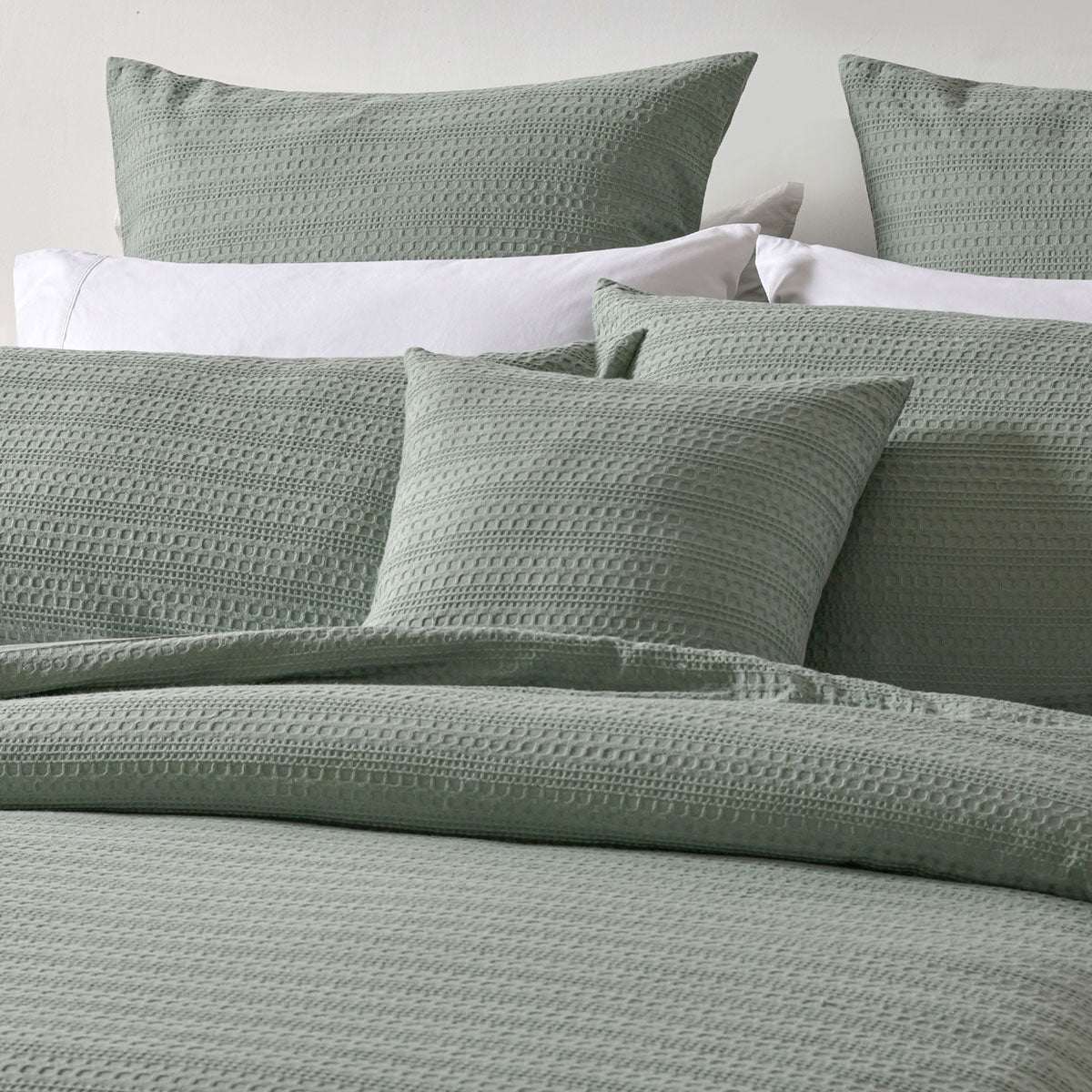 Kahlani Sage Waffle Quilt Cover Set Super King