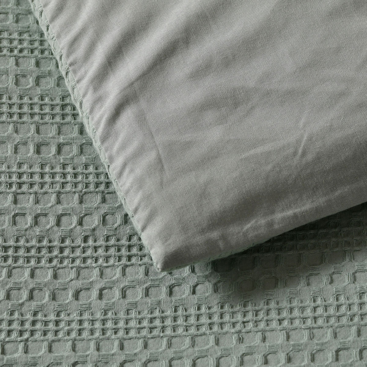 Kahlani Sage Waffle Quilt Cover Set Super King