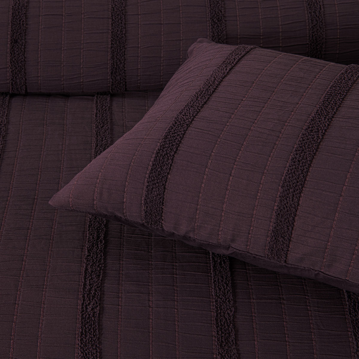 Malua Grape Jacquard Striped Quilt Cover Set Super King