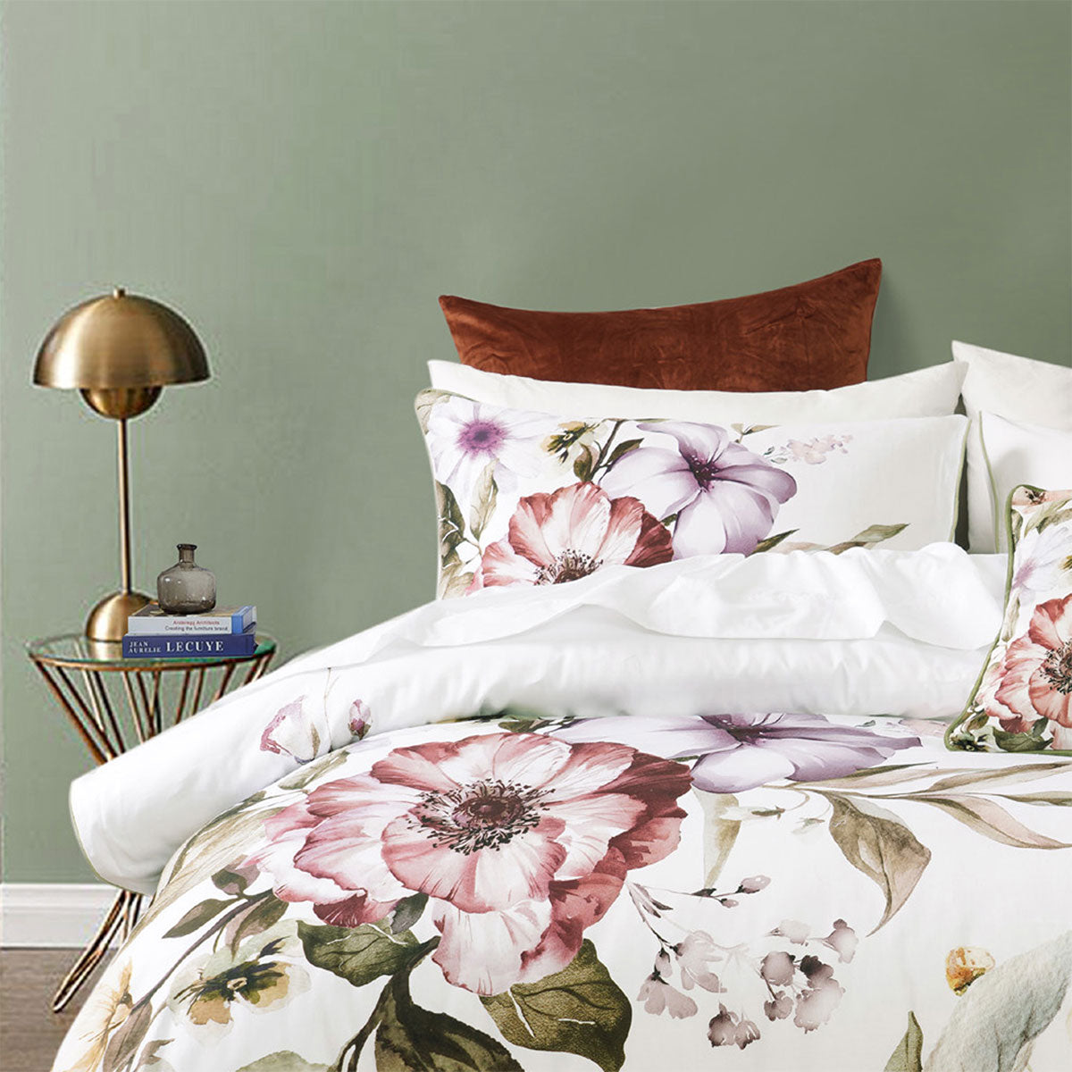 Minette White Cotton Sateen Quilt Cover Set Queen