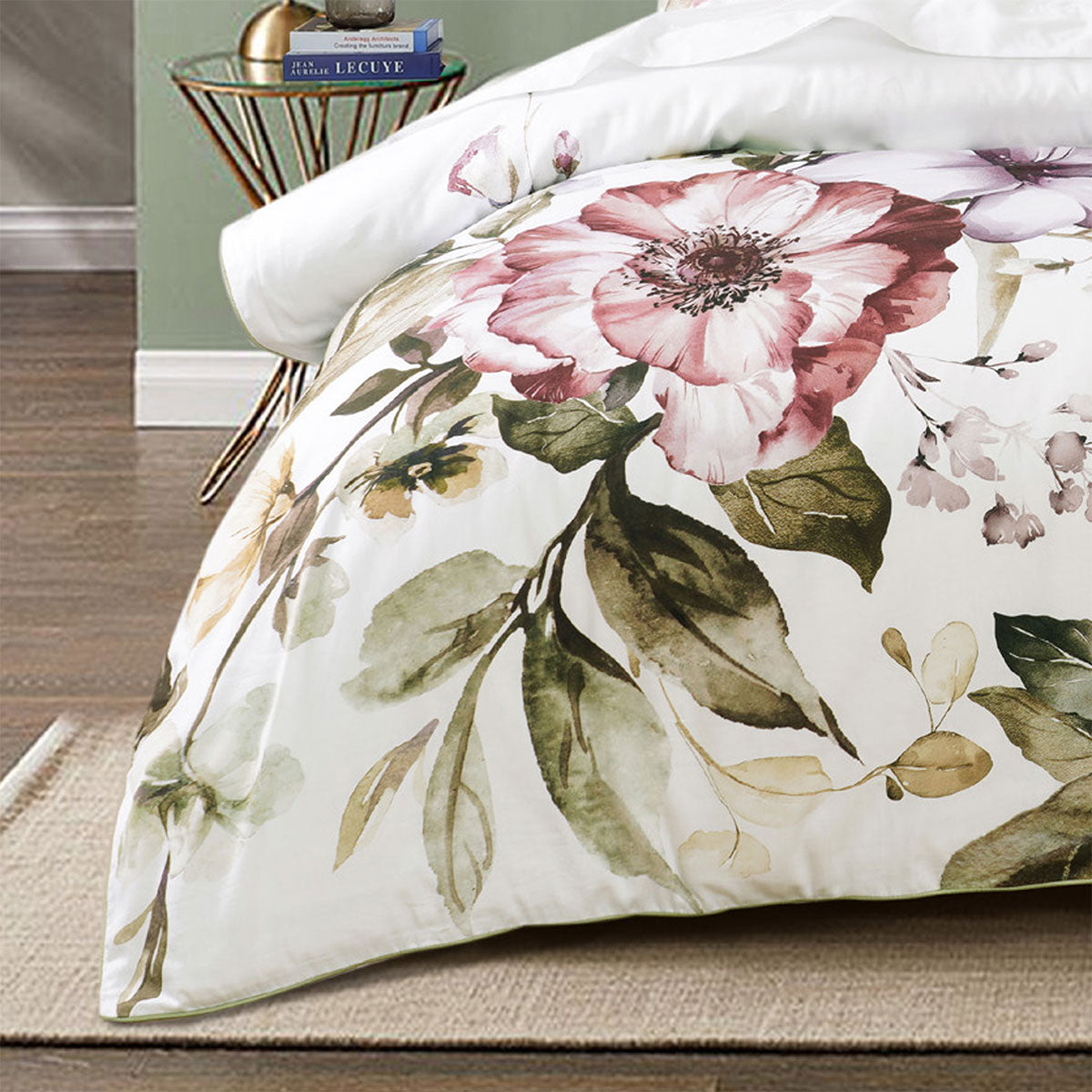 Minette White Cotton Sateen Quilt Cover Set Queen