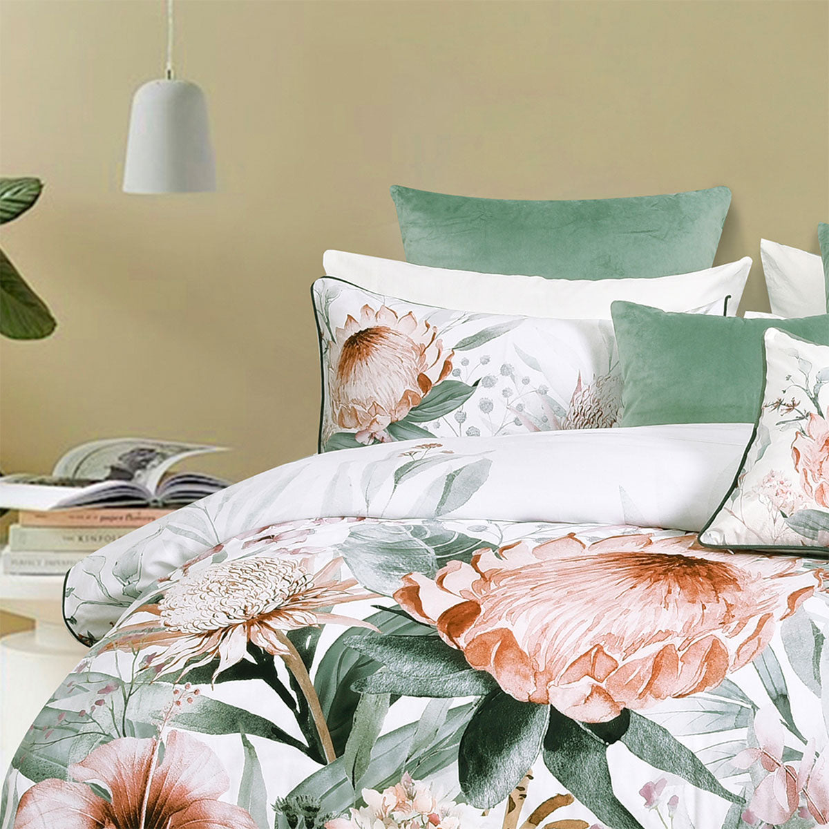 Sariya White Cotton Sateen Quilt Cover Set Queen