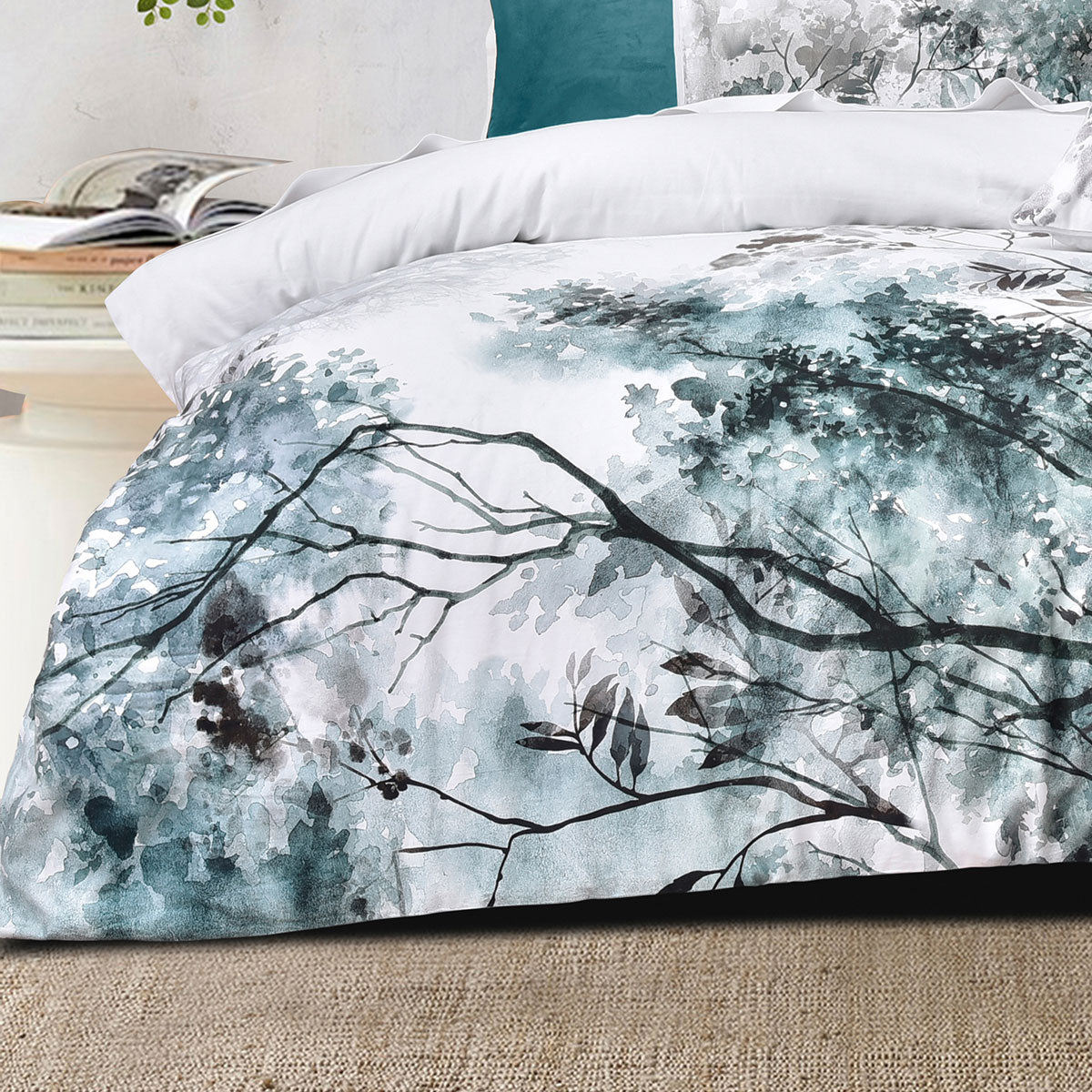 Sherbrooke White Cotton Sateen Quilt Cover Set Super King