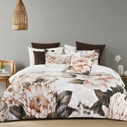 Bianca Somerset White Cotton Sateen Floral Quilt Cover Set Queen
