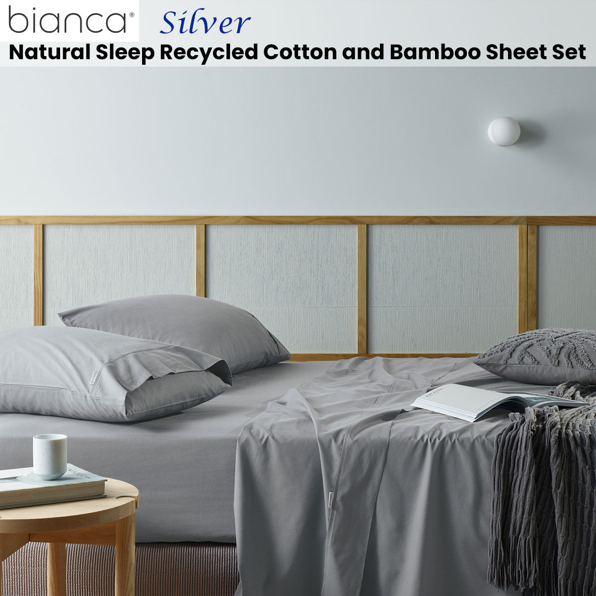 Natural Sleep Recycled Cotton and Bamboo Sheet Set Silver Double