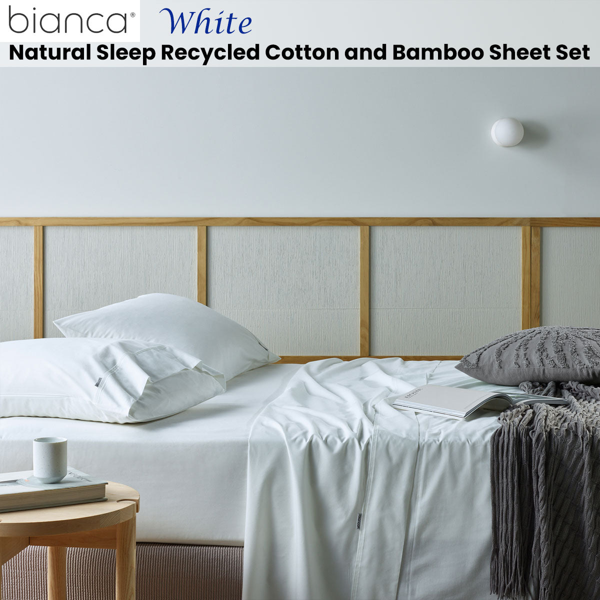 Natural Sleep Recycled Cotton and Bamboo Sheet Set White Split King