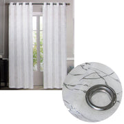 Pair of Sheer Eyelet Curtains White with Silver Foils 137 x 213 cm