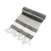 Cotton Rich Large Turkish Beach Towel with Tassels 80cm x 155cm Black