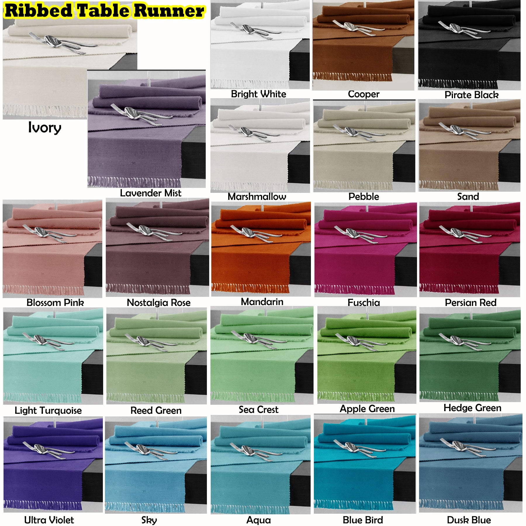 Hoydu Cotton Ribbed Table Runner 45cm x 150cm - WARM SAND