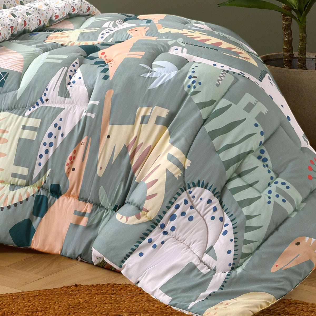 Dino Mania Green 2 Piece Comforter Set Single