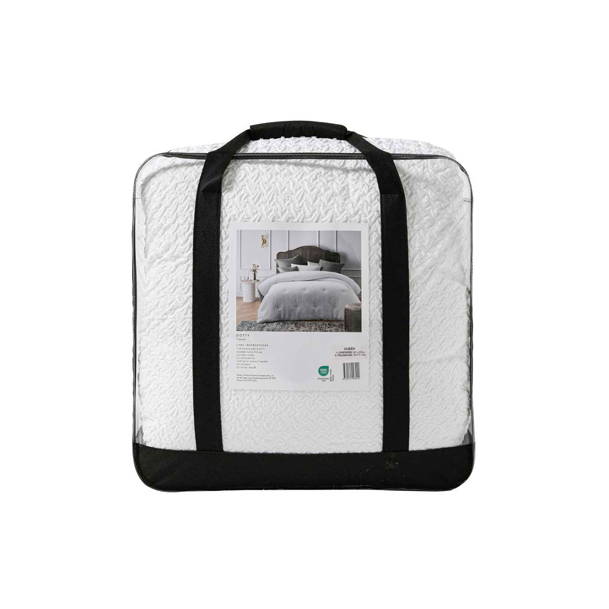 Dotty Clip White 3 Piece Jacquard Comforter Set Queen