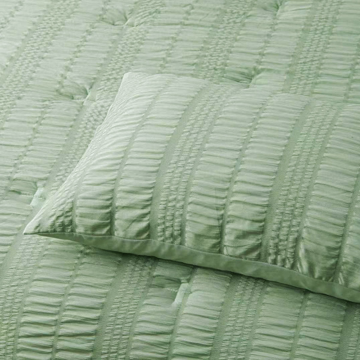 Seersucker Sage 3 Piece Polyester Comforter Set King
