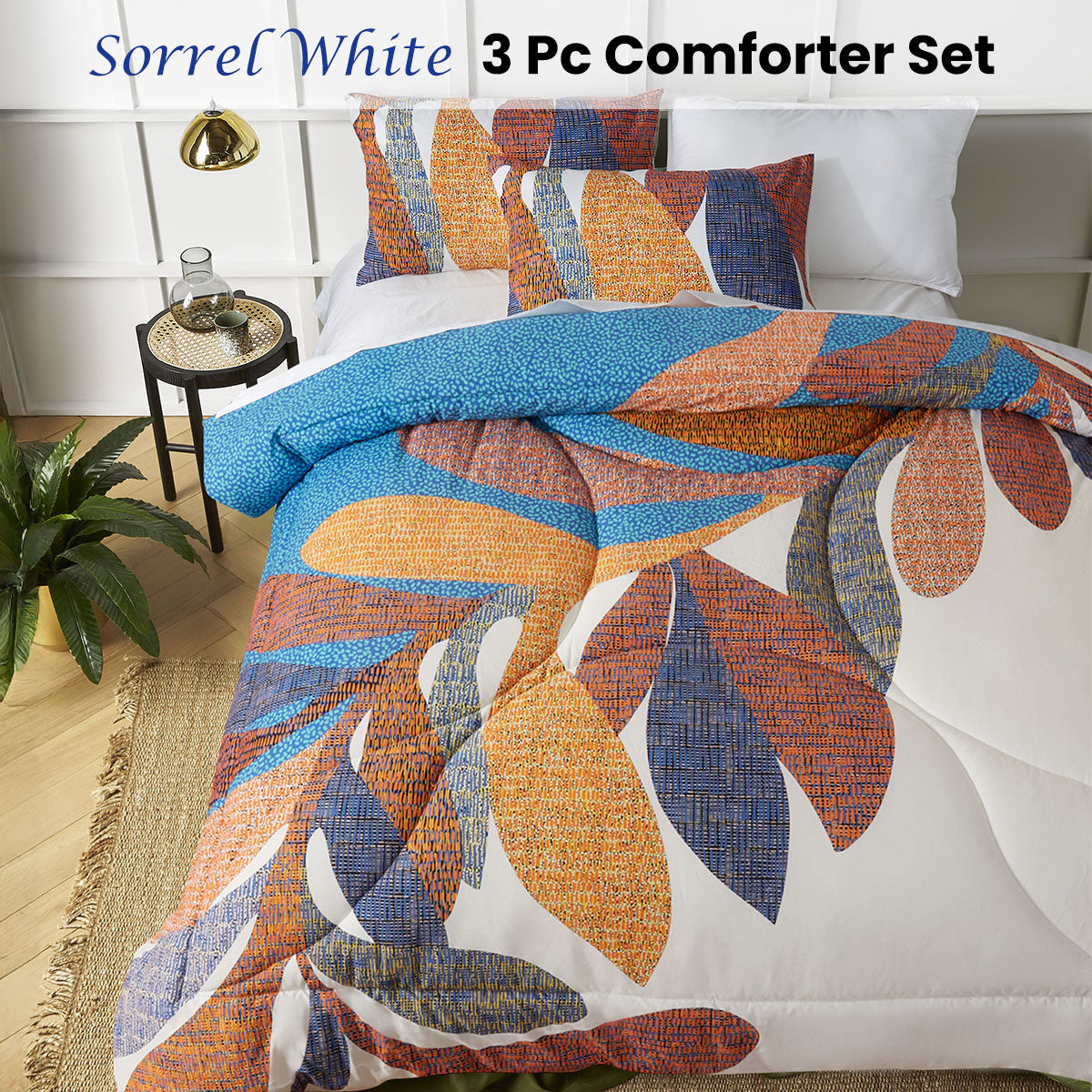 Sorrel White Foliage 3 Piece Comforter Set Double