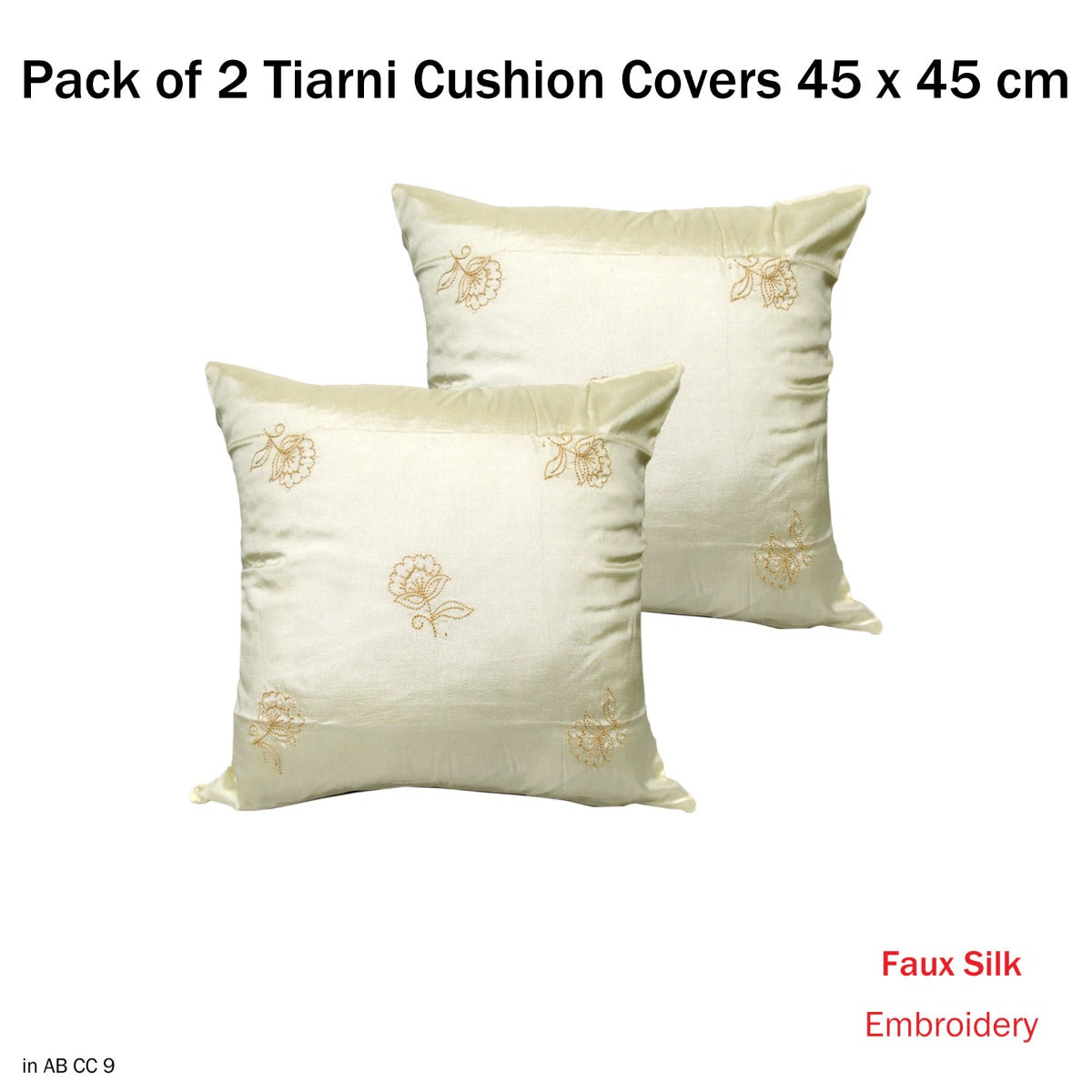 Set of 2 Tiarni Embroidery Faux Silk Square Cushion Covers
